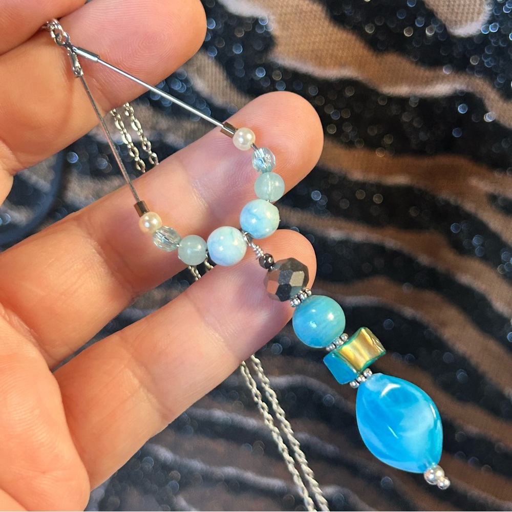Handcrafted vintage bead changeable charm pendant on chain necklace